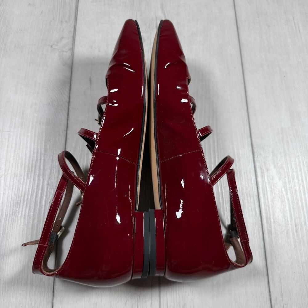 ALOHAS Luke Burgundy Patent Leather Mary Jane Flats Square Toe Euro Size 40 - Picture 6 of 8
